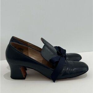 Vintage Joseph Mezzo Blue Leather Pumps w/Bow -6.5